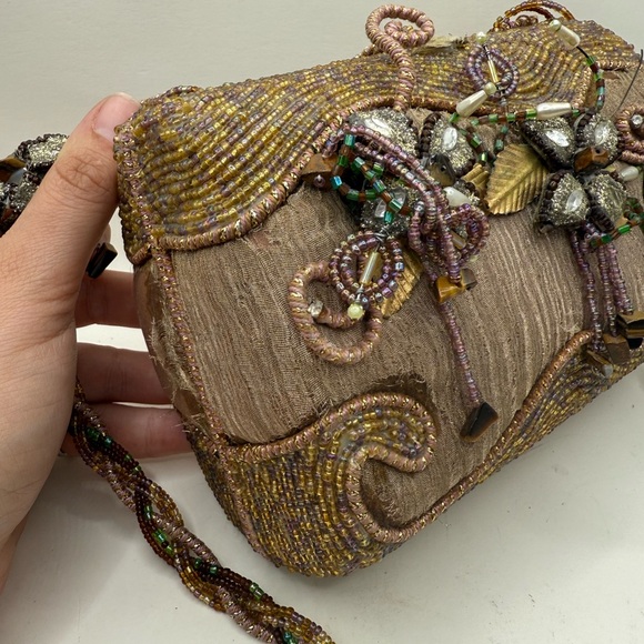 Vintage Mary Frances Embellished Floral Beaded Gems Crossbody Purse Clutch - Picture 12 of 16